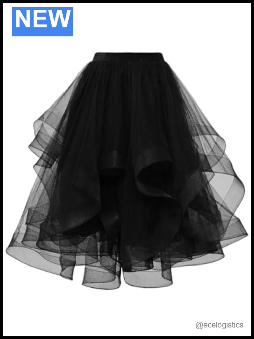 Women's Fluffy Tulle Skirt, Layered Tutu Midi Skirt with Elastic High Waist for